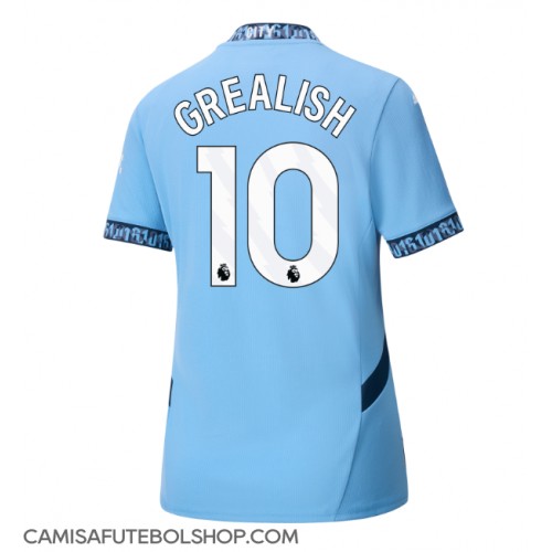 Camisa de time de futebol Manchester City Jack Grealish #10 Replicas 1º Equipamento Feminina 2024-25 Manga Curta